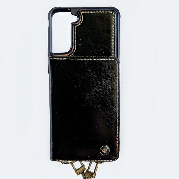 Samsung Galaxy S21 Ultra RFD Blocking Zipper Wallet Case Crossbody Strap Coffee - Picture 1 of 4